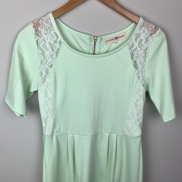 Altar’d State Fitted Lace Inset Pleated Dress - Picture 3 of 9